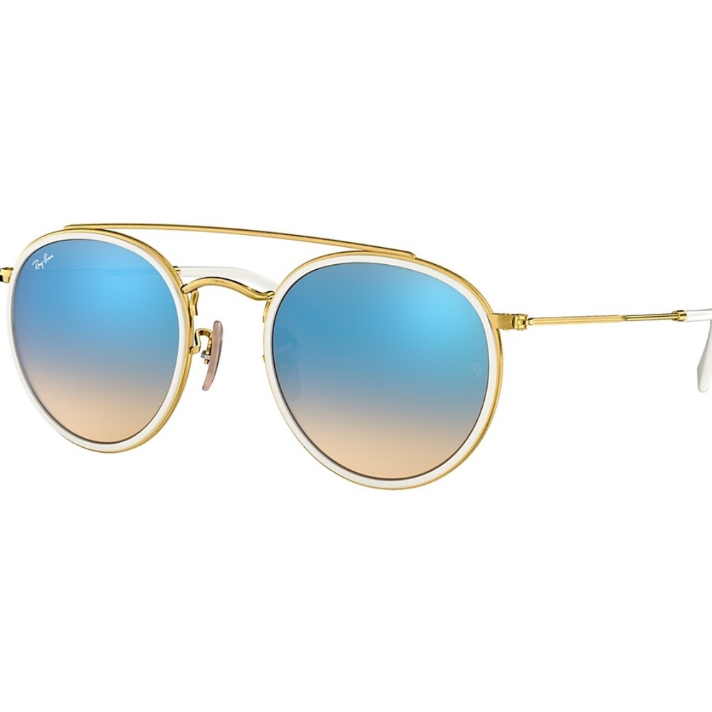 Ray Ban ROUND DOUBLE BRIDGE - Blue and Polished Gold